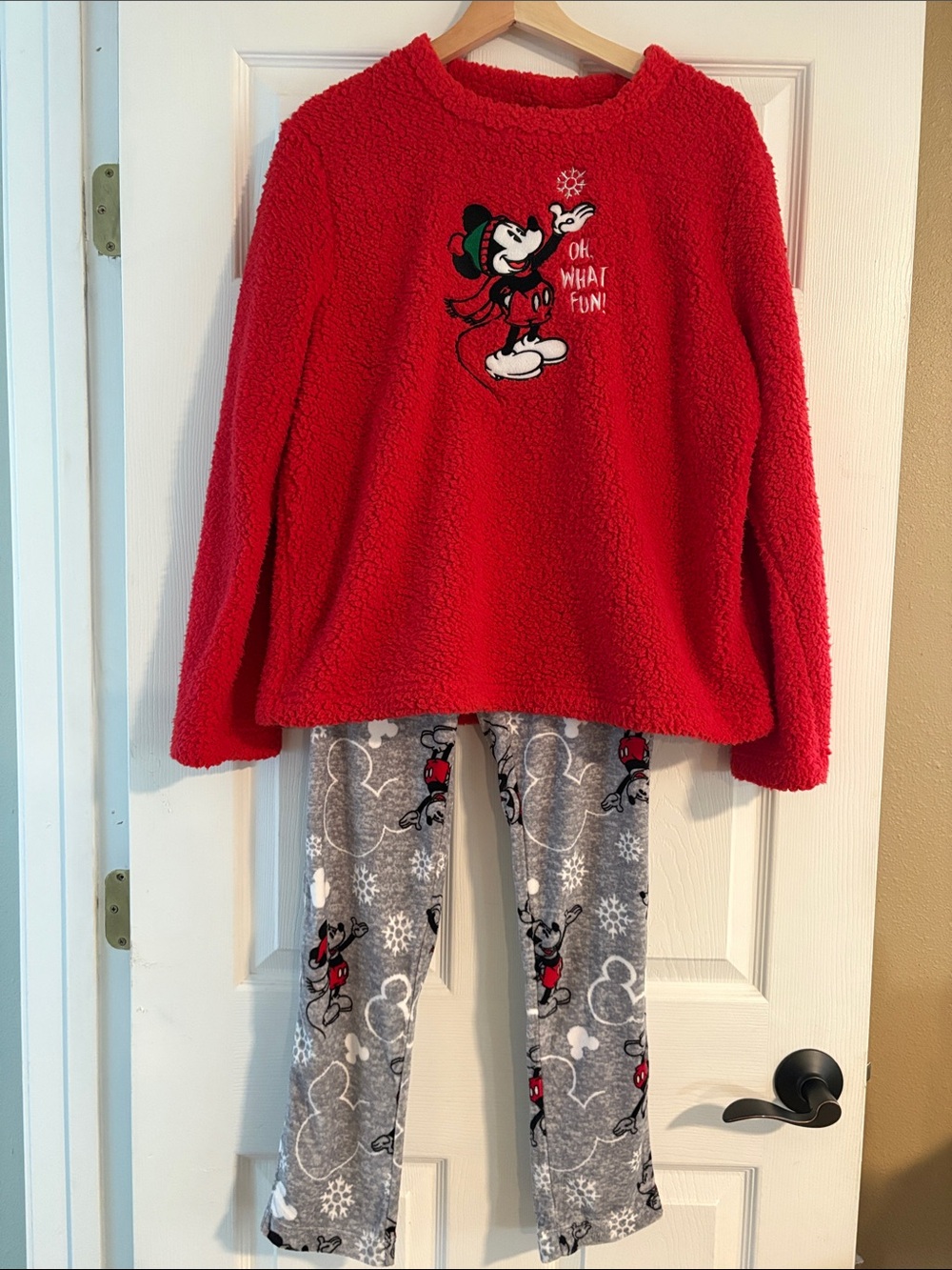 Disney Red & Gray Mickey Fuzzy Loungewear